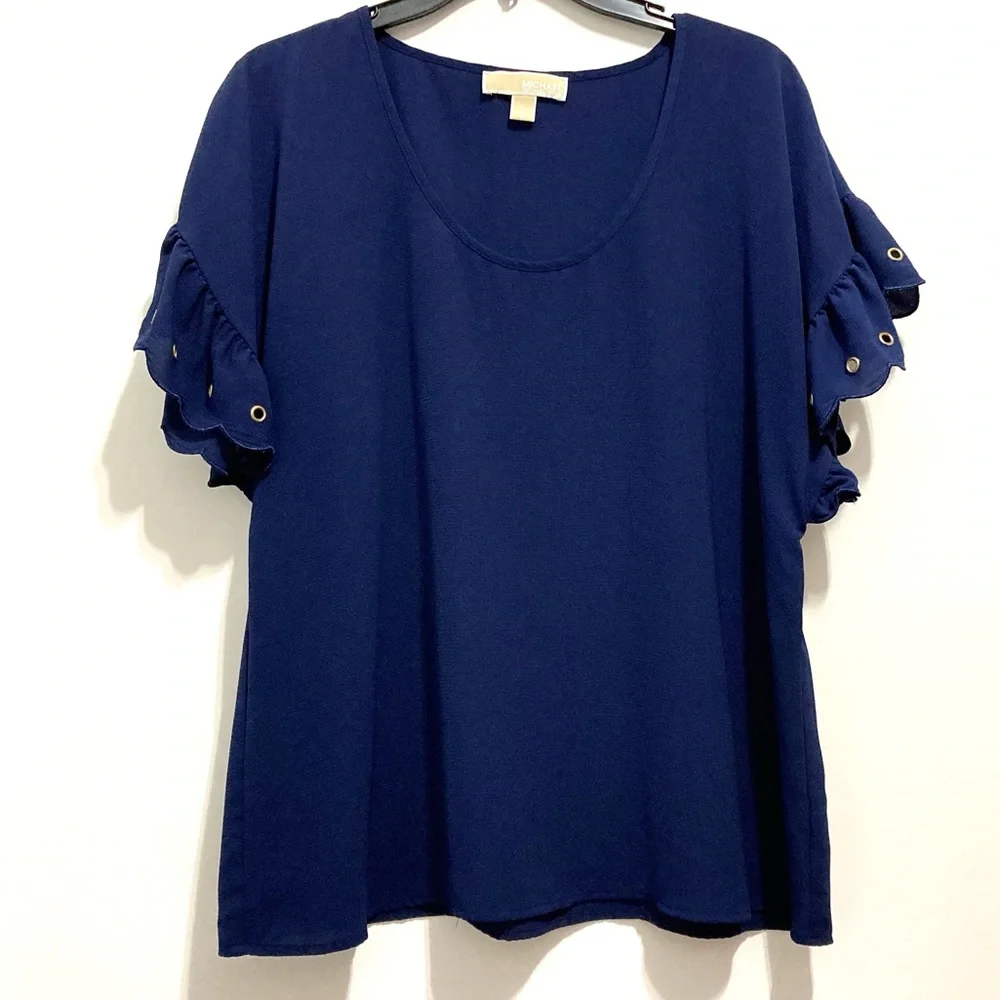 MICHAEL Michael Kors Women’s Navy Blue Short Sleeve Top